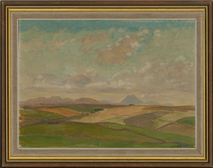 20th Century Oil - Landscape View with Pastel Skies