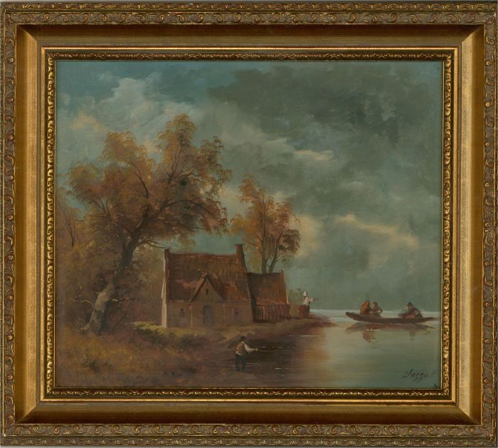 Hessel - Mid 20th Century Oil, Autumnal River Scene