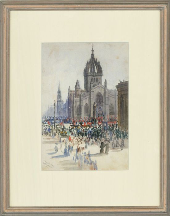Robert Brown Johnston (1840-1914) - 1901 Watercolour, St Giles' Cathedral