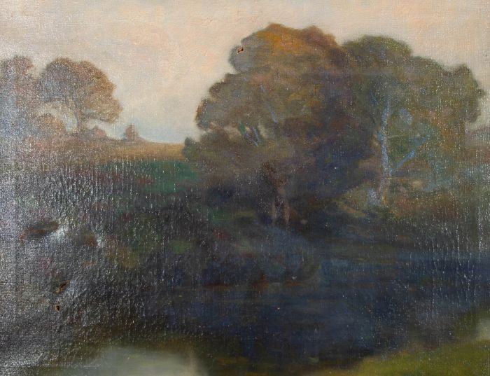 For Restoration Mid 20th Century Oil - Darkened Trees