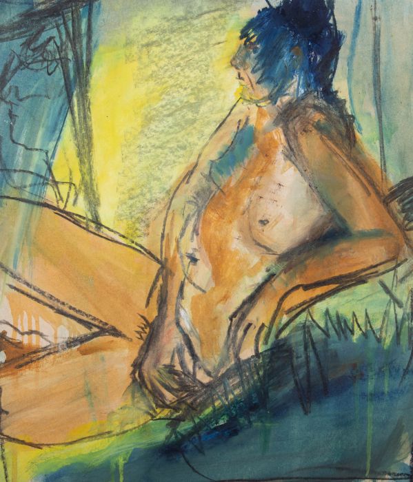 Nan Frankel (1921-2000) - 20th Century Mixed Media, Seated Nude