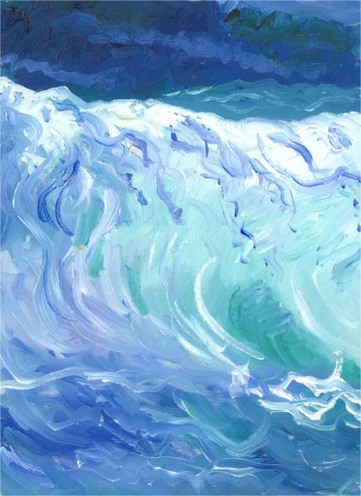 St. Ives School - Contemporary Oil, Top of the Wave, St. Ives