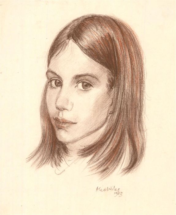 Alec Wiles (1924-2021) - 1983 Sanguine, Head Study of a Young Girl