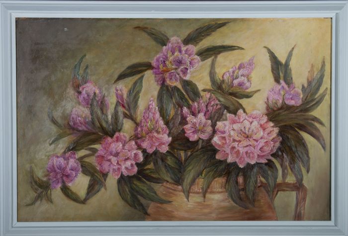 20th Century Oil - Vase Of Rhododendrons