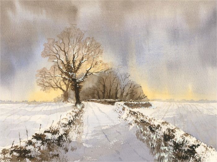 20th Century Watercolour - The Winter Path