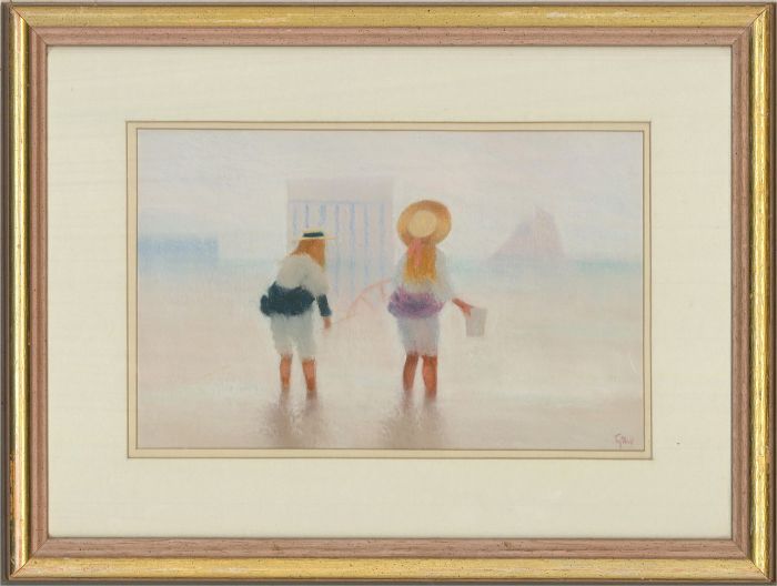 James Tytler (b. 1948) - 20th Century Pastel, Beach View with Children Playing