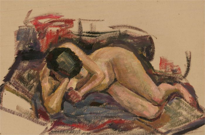 20th Century Oil - Resting Nude Figure