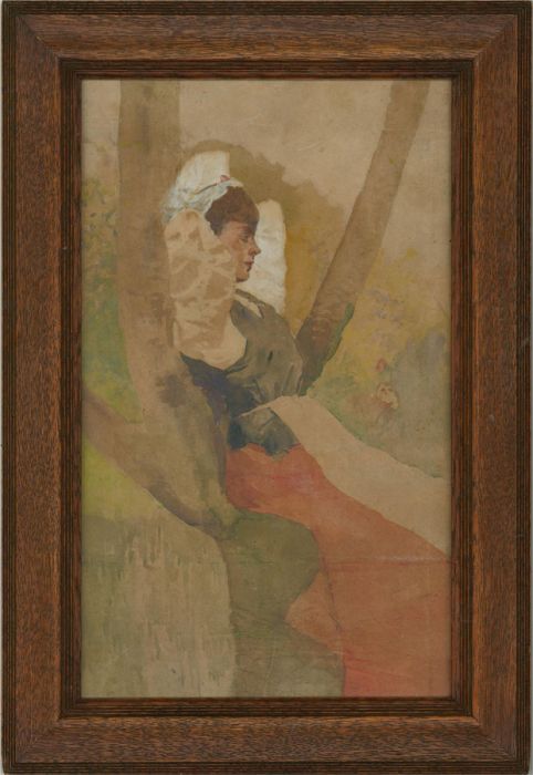 Edwardian Watercolour - The Resting Maid