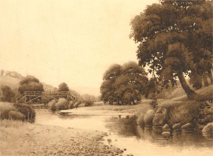 Early 20th Century Watercolour - Sepia River