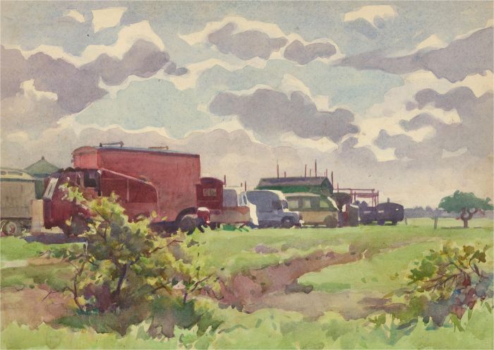 1964 Watercolour - Caravans In The Sun