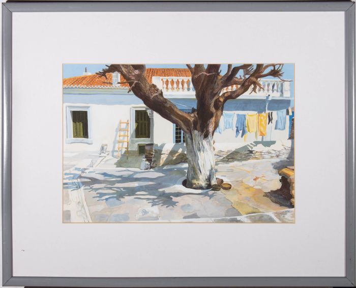 John Halsey  - 1987 Acrylic, The MP's House - Courtyard