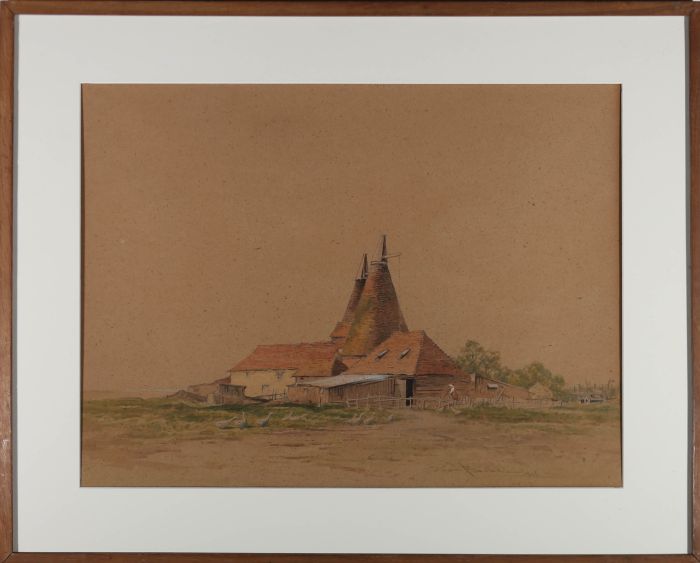 Cyril Boler (1895–1978) - Framed Watercolour, Oast Houses at Cherry Tree Farm