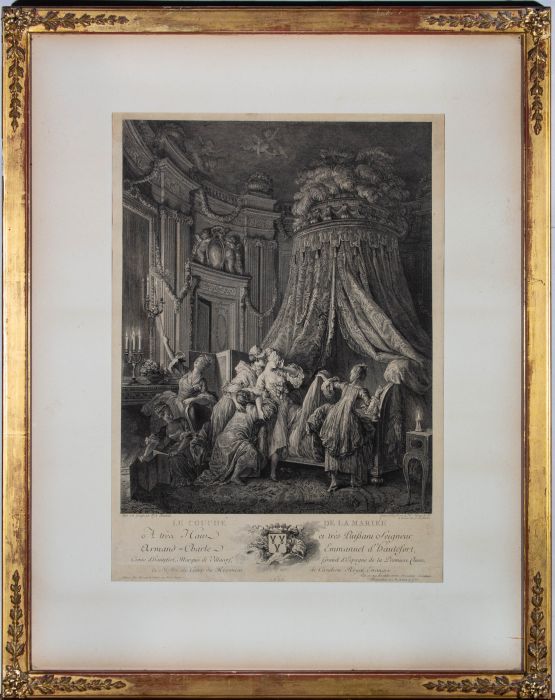 After P. A. Baudouin  - Early 19th Century Engraving, Le Couché de la Mariée