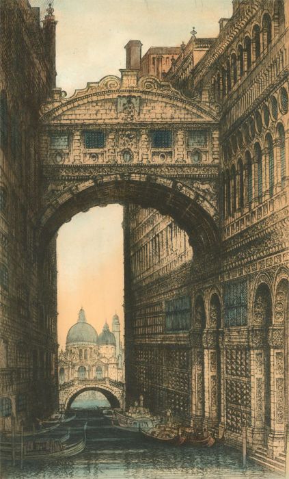 Signed Early 20th Century Etching - Bridge of Sighs, Venice