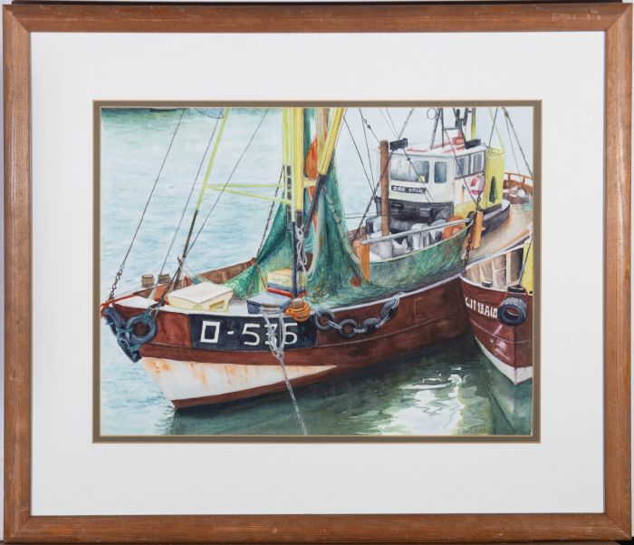 Carol Brotherton  - 20th Century Watercolour, Boats at Ostend II