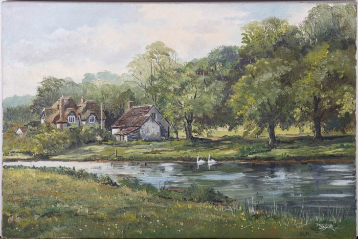 Denys Garle - 20th Century Oil, River Avon, Woodford Valley