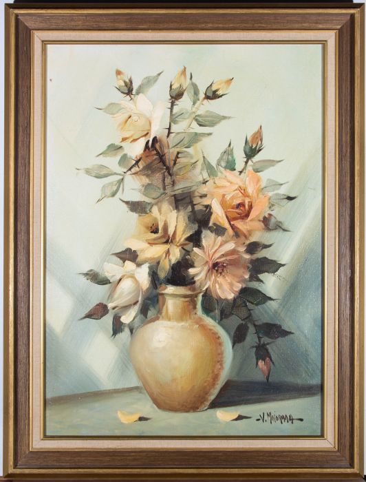 V. Majorana  - 20th Century Oil, Flowers in a Vase