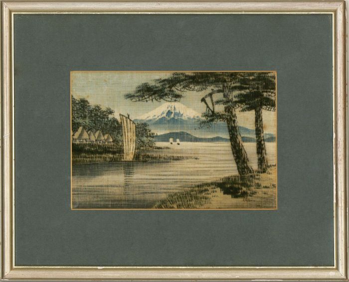 A Pair of Japanese School 20th Century Watercolours- Mountain Lake Scenes