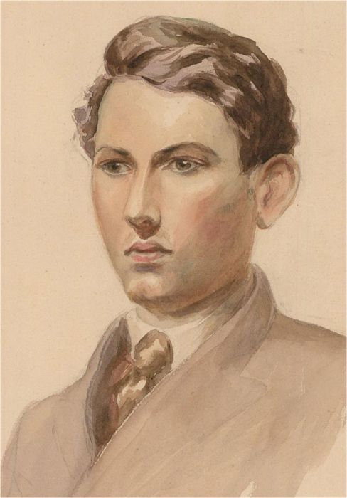 Mid 20th Century Watercolour - Handsome Young Man