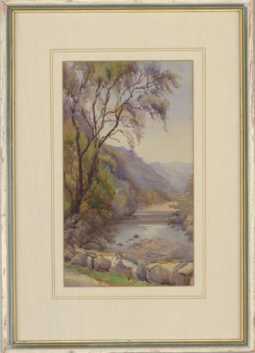 Mid 20th Century Watercolour - The River Through the Mountain