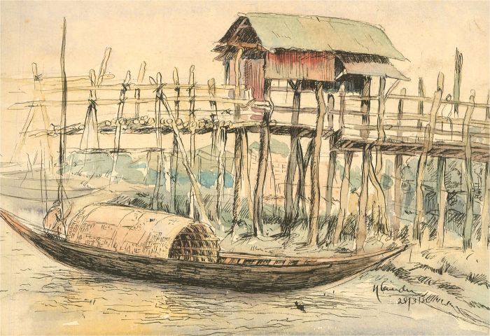 20th Century Pen and Ink Drawing - Traditional Fishing Boat