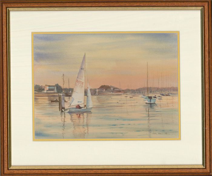 Sally Hamilton - Signed Mid 20th Century Watercolour, Sailing at Sunset