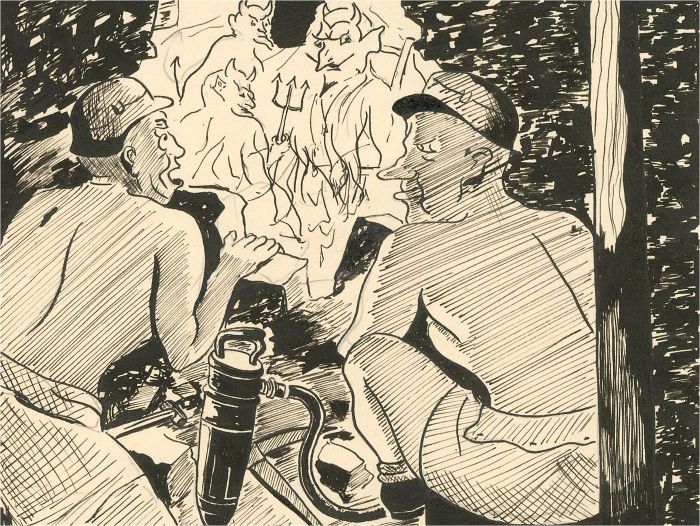 Harry Bolton - Mid 20th Century Pen and Ink Drawing, Hell