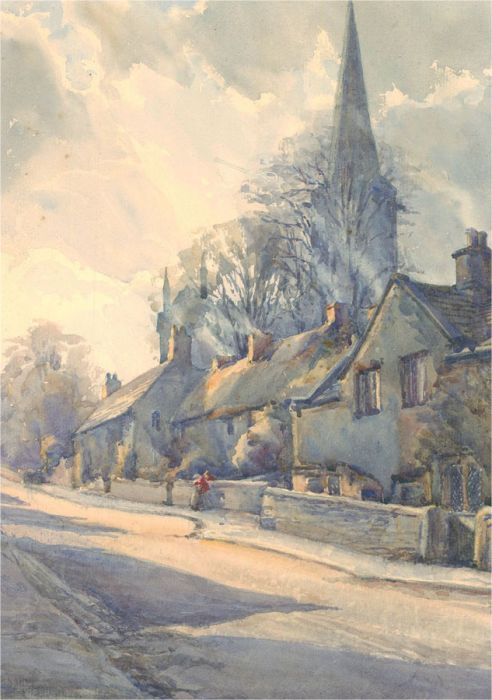 Jane Charlotte Halford (1863-1940) - Watercolour, Early Morning Street Scene