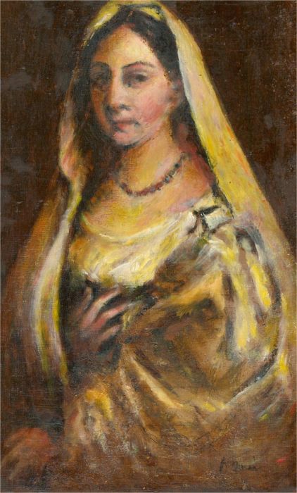 A. Queri - Continental School Mid 20th Century Oil, Lady in Yellow