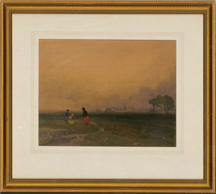 Early 20th Century Watercolour - Children in Rural Landscape