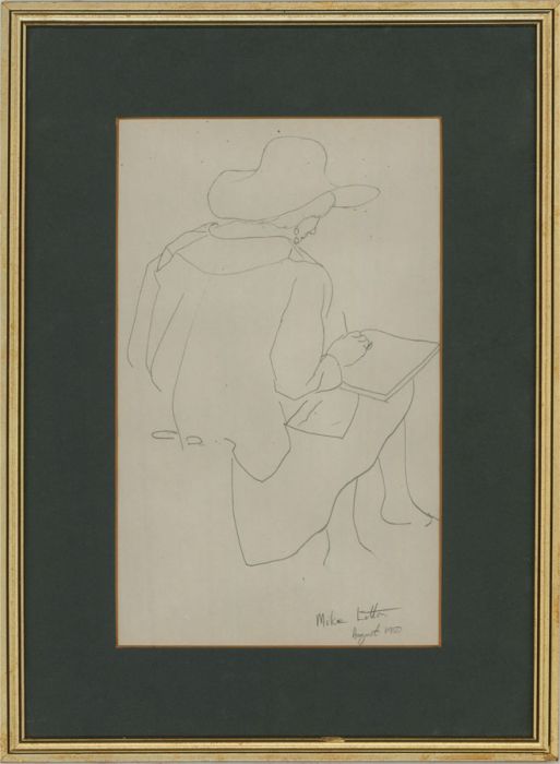 Mike Letton - 1950 Graphite Drawing, The Artist's Hat