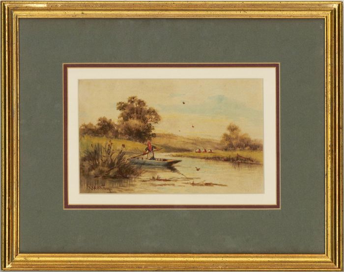 L. Wilton  - 20th Century Watercolour, Crossing the River