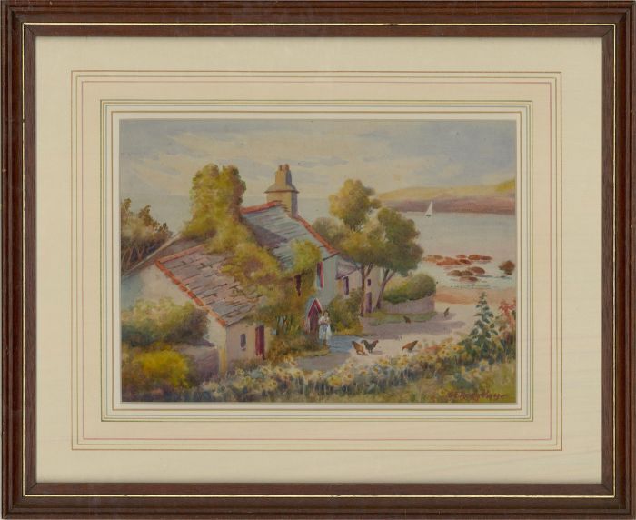 E.F. Ridgway - Mid 20th Century Watercolour, Cottage by the Sea