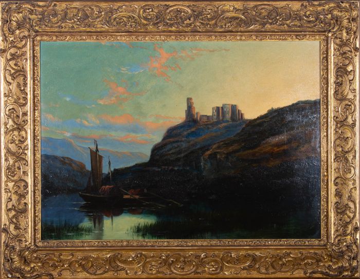 19th Century Oil - Castle by the Loch