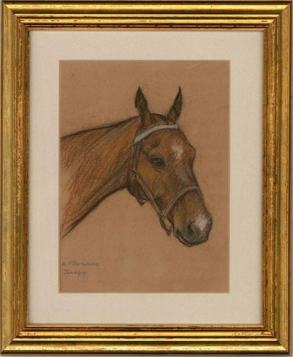 H. Bowne - Signed and dated 1919 Pastel, Study of a Horse