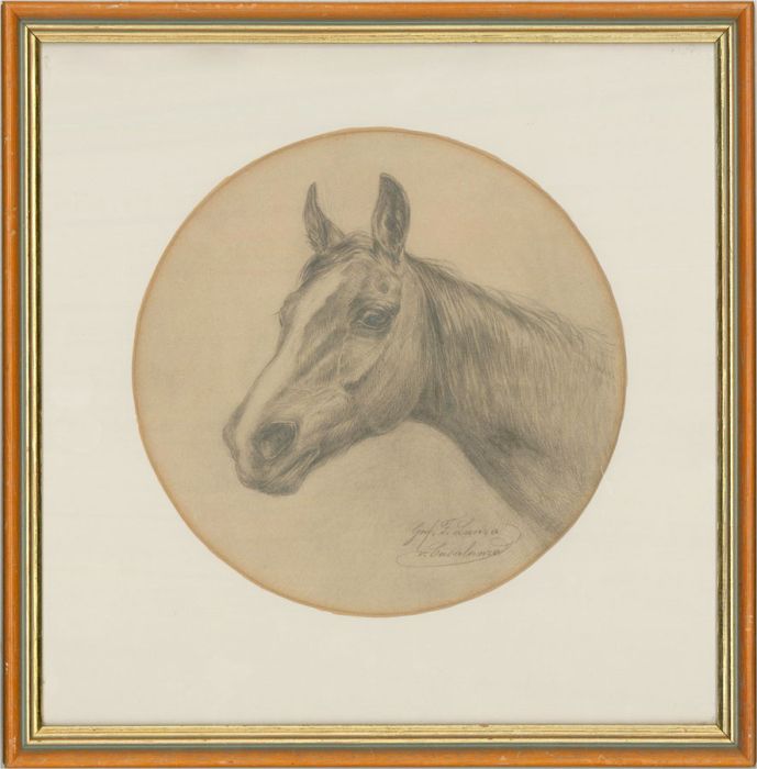 G.F Lunza  - Early 20th Century Graphite Drawing, Study of a Horse