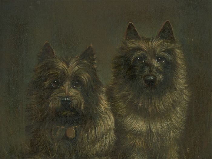 20th Century Oil - Two Scruffy Terriers