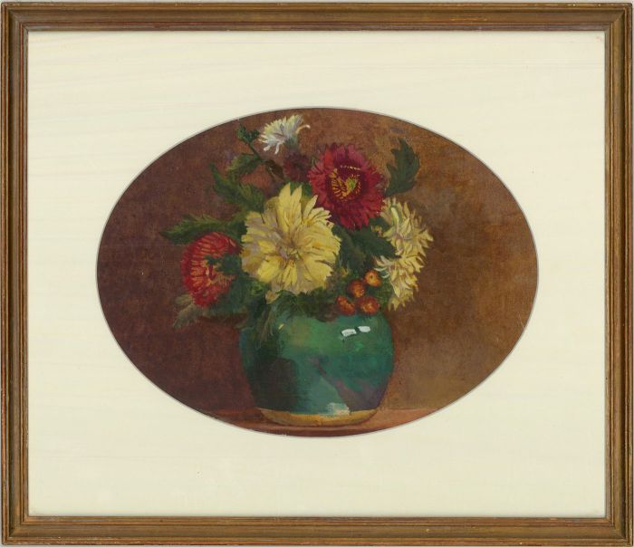 Early 20th Century Watercolour - The Green Vase of Flowers