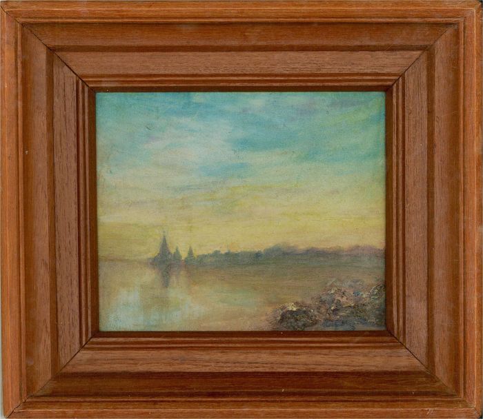 Maung Shuie - 1989 Oil, Sunset over the Water