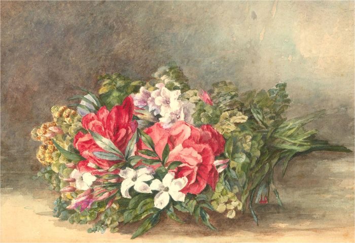 Georgina Mary Weekes - 1888 Watercolour, Summer Bouquet