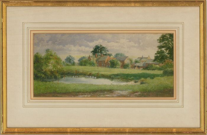 J.M. Chasters - Early 20th Century Watercolour, Village Scene with Pond