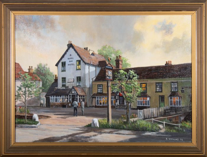 K.W. Watkins - 1978 Acrylic, The Royal Oak Hotel, Kent