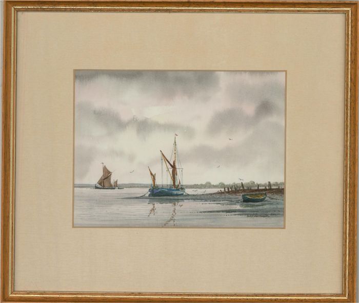 Alan Whitehead (b. 1952) - Contemporary Watercolour, Coastal Scene with Boats