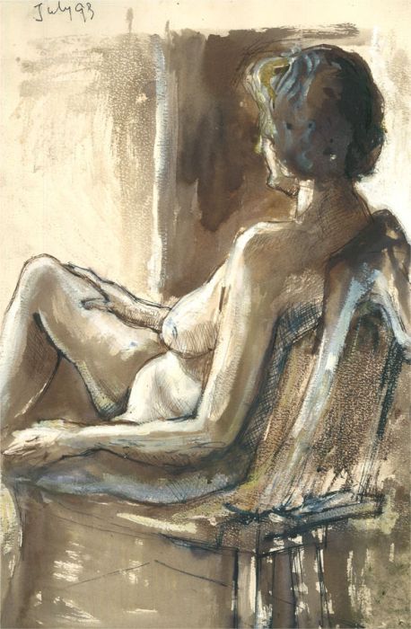 Dated Mid 20th Century Watercolour - Nude Woman