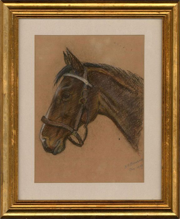 H. Bowne - Signed and dated 1919 Pastel, Study of a Horse