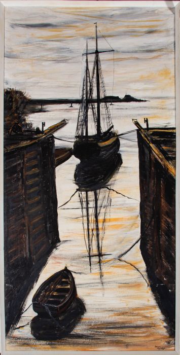 Joan Madge - 20th Century Oil, Boat At Bude Harbour