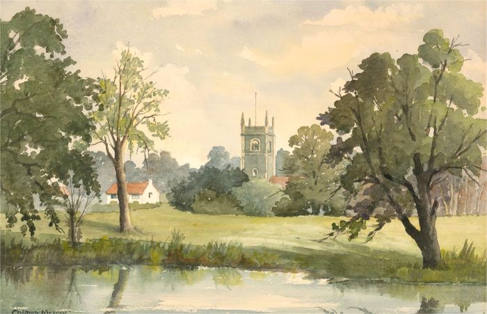 Clifford Nickson (1903-1993) - Watercolour, St Mary's Church, Dedham, Essex