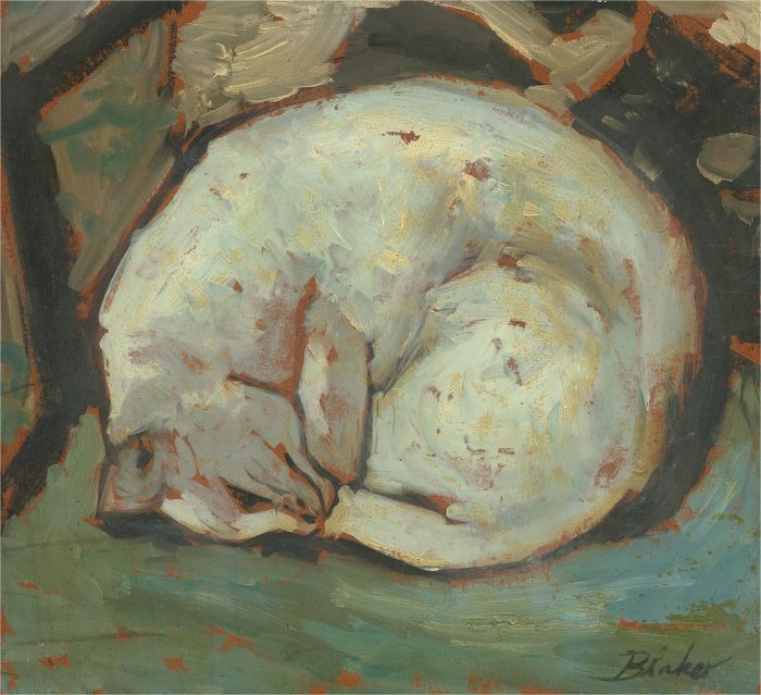Michael Blaker (b.1928) - Mid 20th Century Oil, Cat Nap