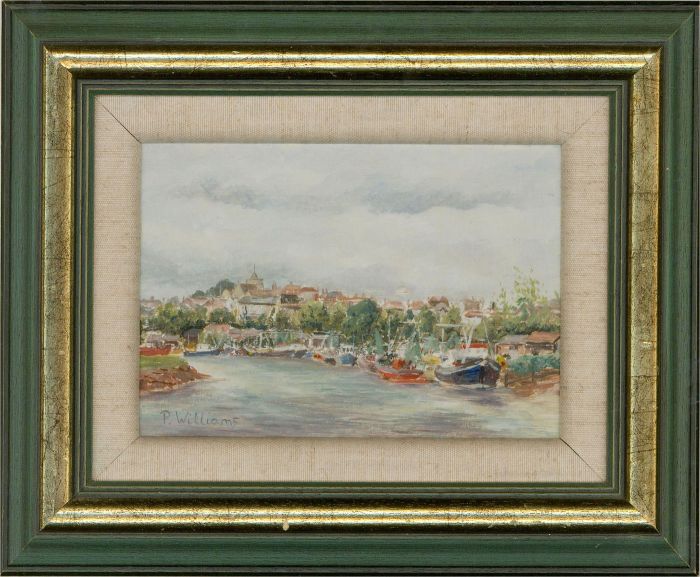 Pamela Williams - Signed Contemporary Oil, Boats at Rye Harbour