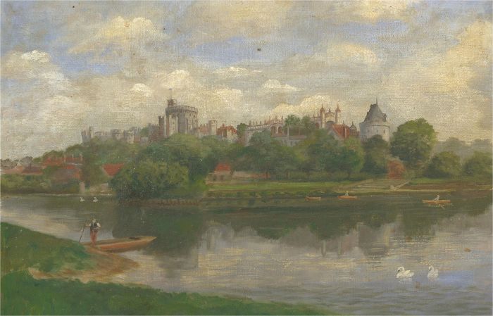 Early 20th Century Oil - Windsor Castle from the River